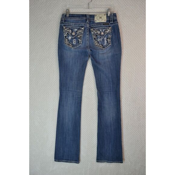 Miss Me Mid Rise Easy Boot Women's 26 Medium Wash Embellished Jeans - Picture 1 of 16